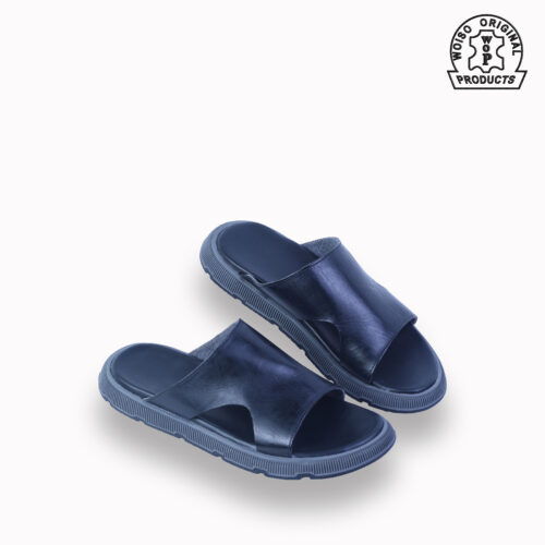 black leather sandal