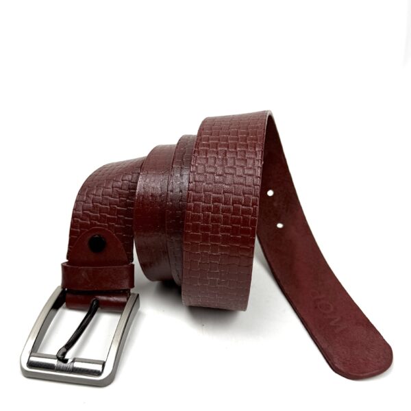 Embossed Burgundy Pure Leather Belt